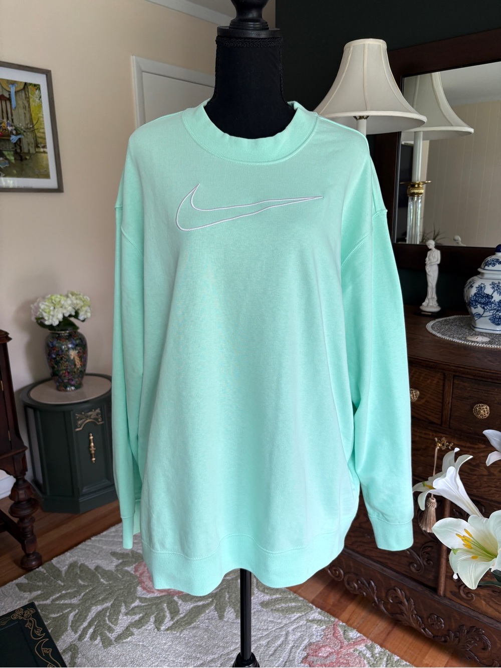 Nike Dri-FIT Oversized Crewneck Sweatshirt Mint Green 1X Plus Size NWT